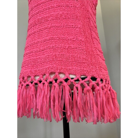 Lilly Pulitzer Sleeveless Sweater Hot Pink With Fringe Size Small - Picture 4 of 9